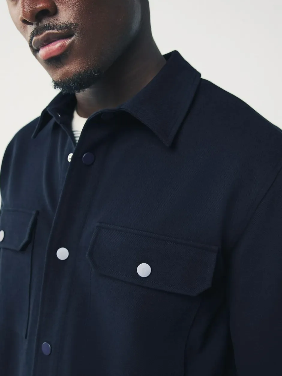 Next Navy Blue Jersey Twill Popper Shacket New