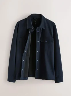 Next Navy Blue Jersey Twill Popper Shacket New