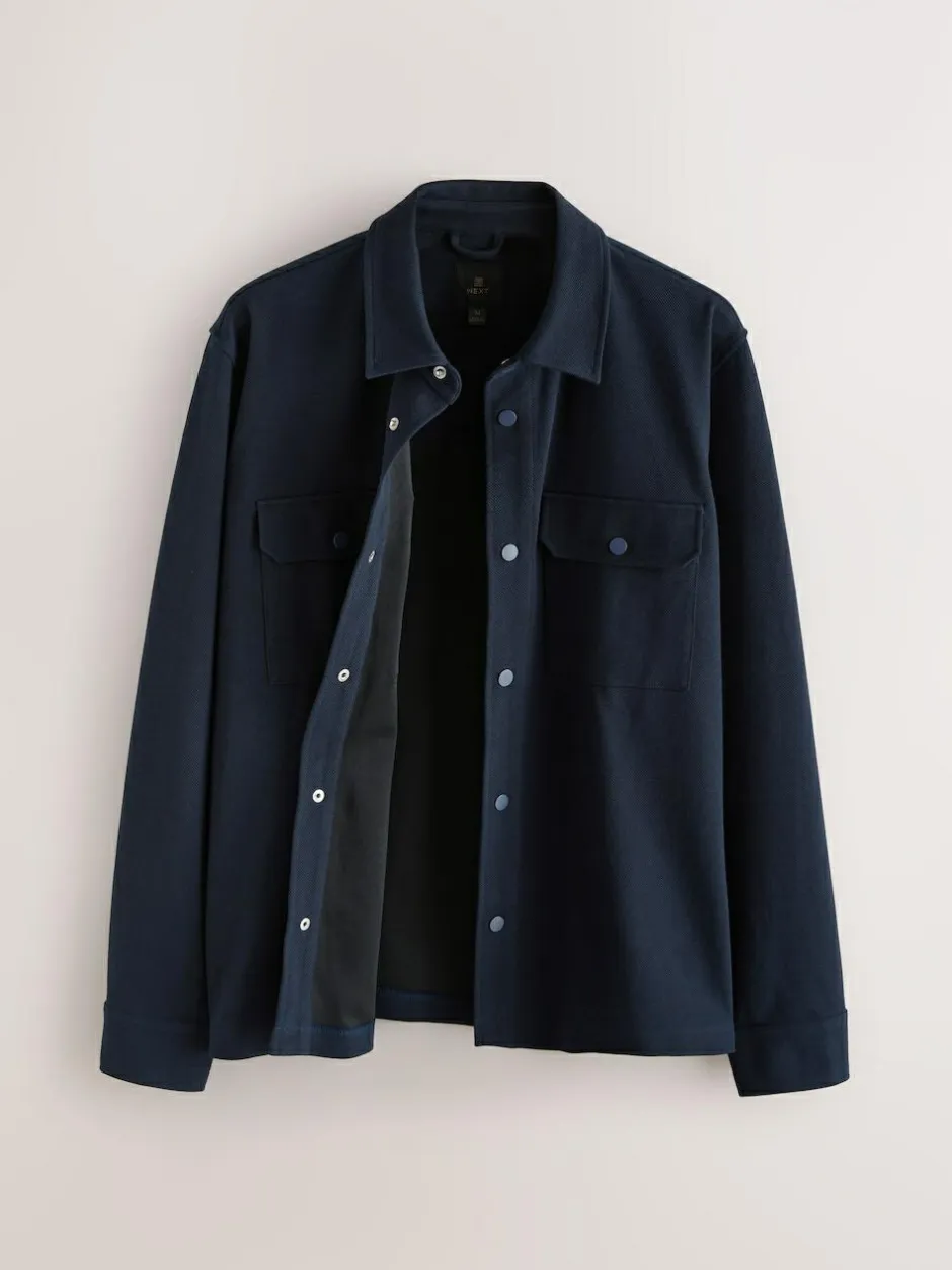 Next Navy Blue Jersey Twill Popper Shacket New