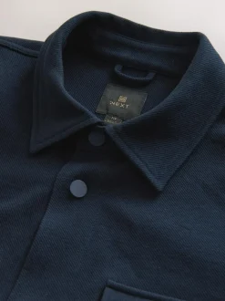 Next Navy Blue Jersey Twill Popper Shacket New