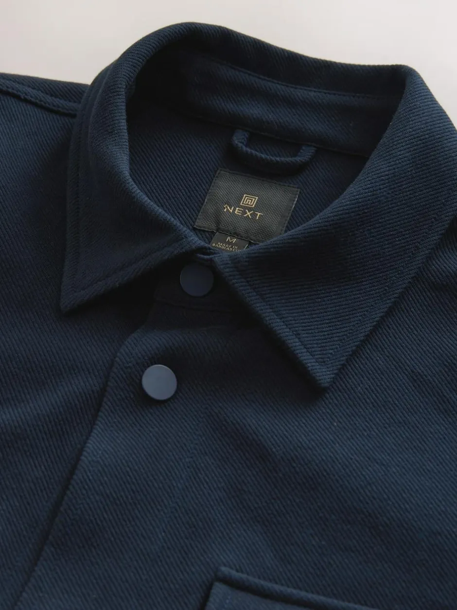 Next Navy Blue Jersey Twill Popper Shacket New
