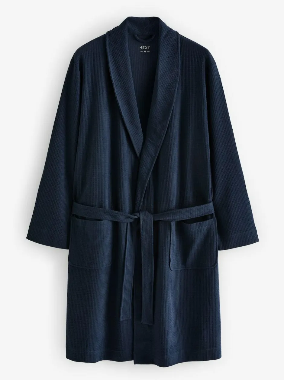 Next Lightweight Waffle Dressing Gown Navy Blue Best
