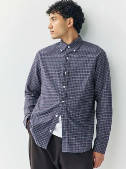 Next Navy Blue Long Sleeve Check Shirt Outlet