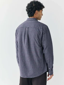 Next Navy Blue Long Sleeve Check Shirt Outlet