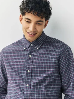 Next Navy Blue Long Sleeve Check Shirt Outlet