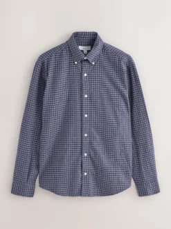 Next Navy Blue Long Sleeve Check Shirt Outlet
