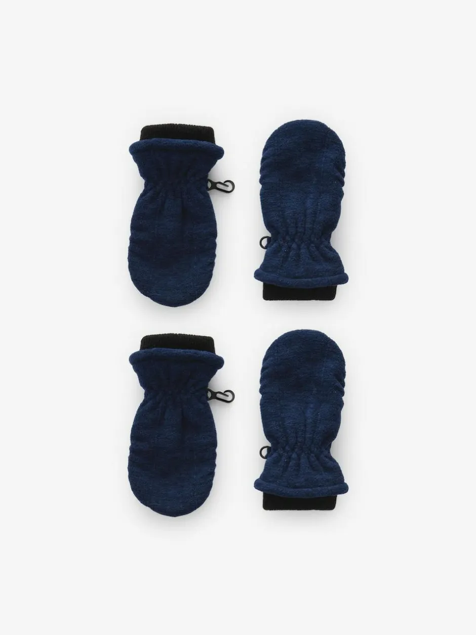 Next Navy Blue Marl Fleece Mittens 2 Pack (3mths-6yrs) Outlet