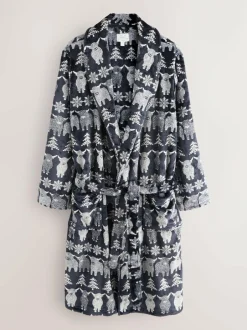 Next Navy Blue Matching Family Christmas Fairisle Pattern Hamish The Highland Cow Dressing Gown Best