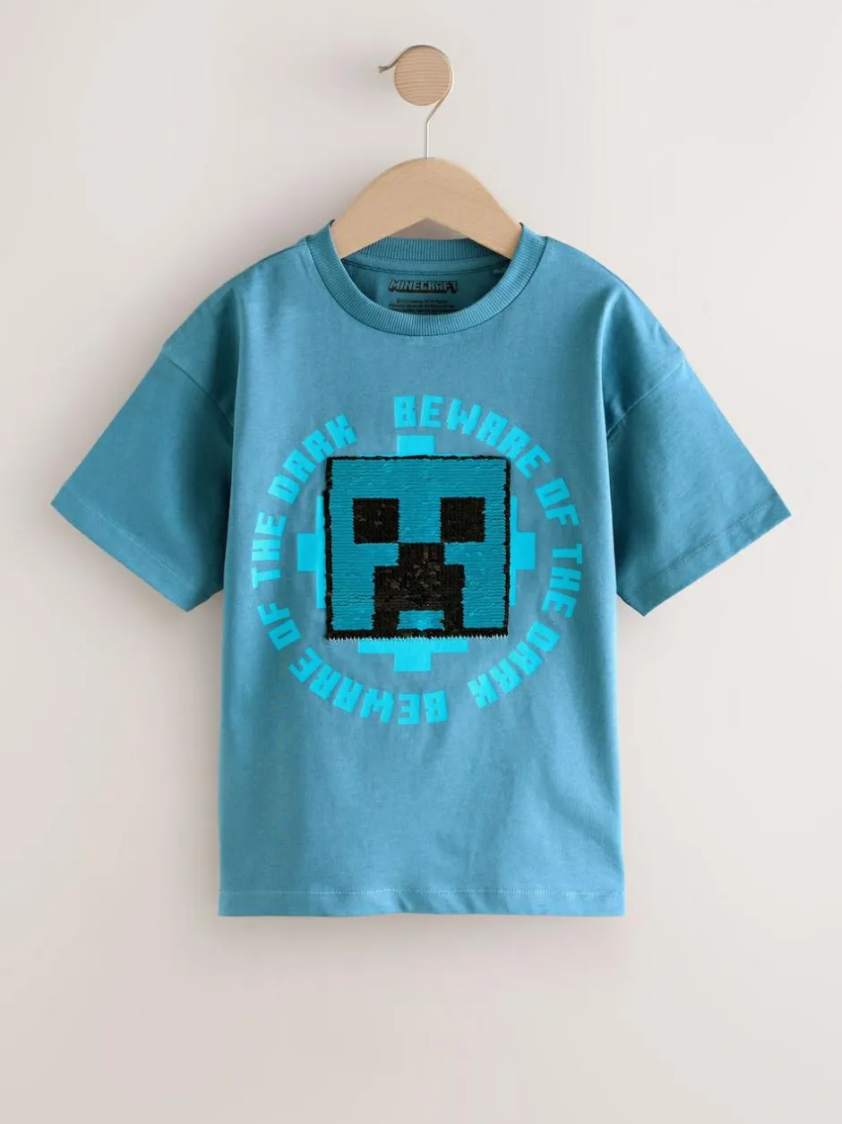 Next Navy Blue Minecraft Sequin T-Shirt (3-16yrs) Online