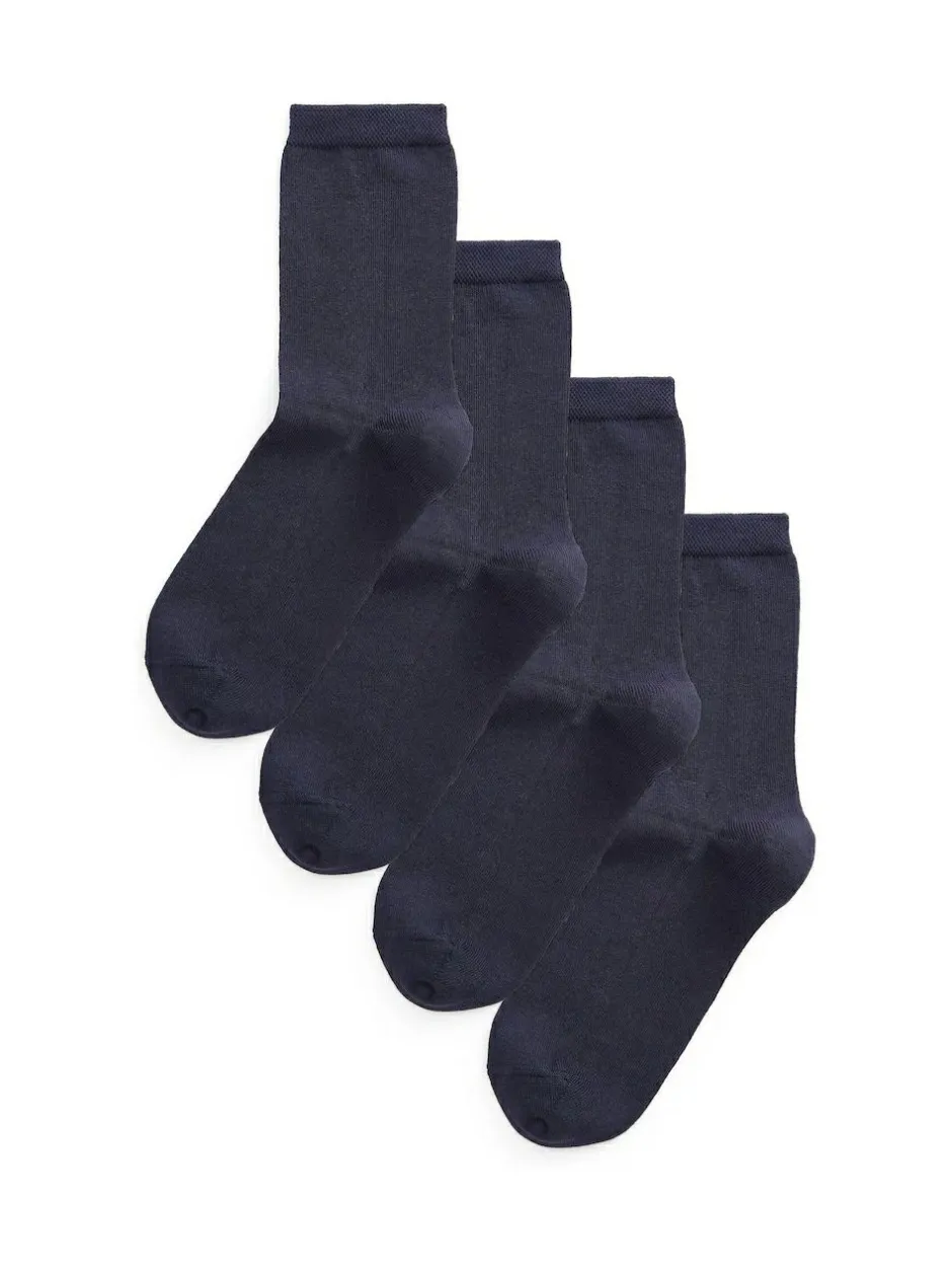 Next Modal Ankle Socks 4 Pack Navy Blue Outlet