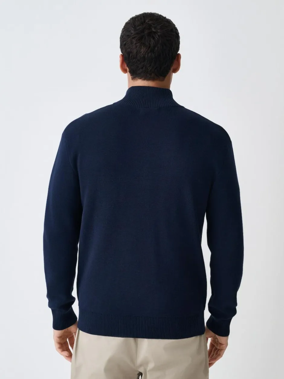 Next N.Premium Regular Fit 100% Cotton Premium Zip-Through Cardigan Navy Blue Clearance