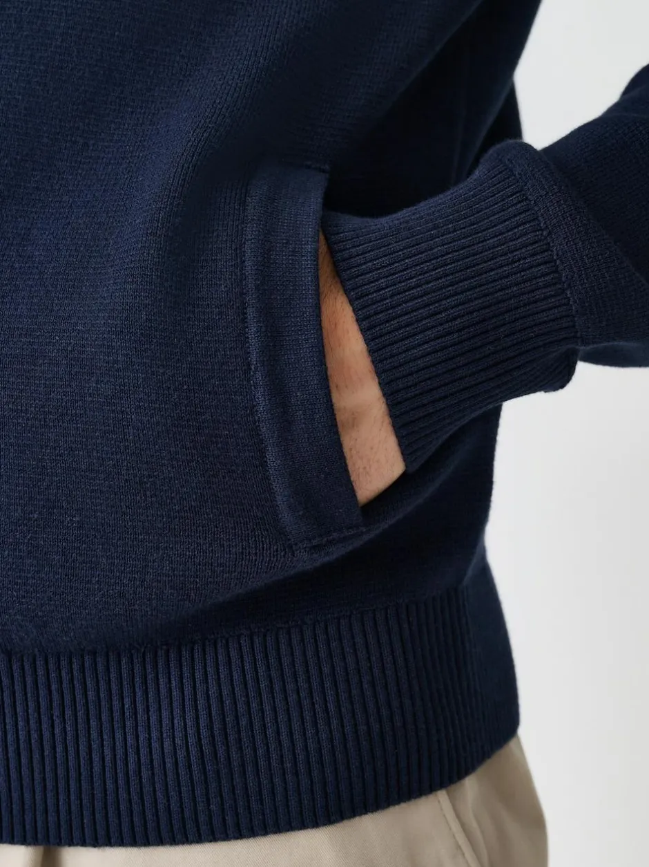 Next N.Premium Regular Fit 100% Cotton Premium Zip-Through Cardigan Navy Blue Clearance