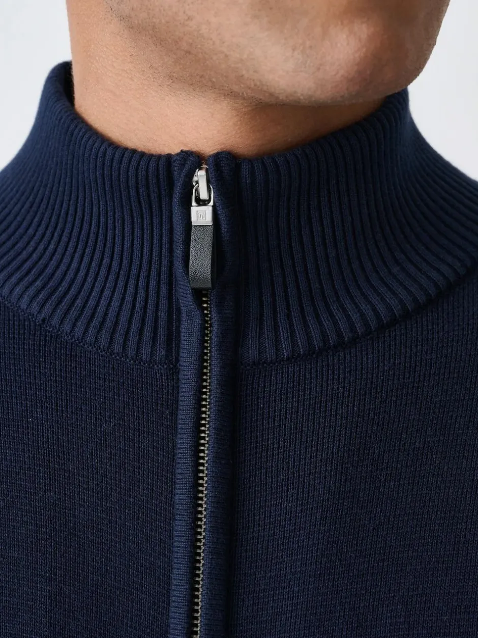 Next N.Premium Regular Fit 100% Cotton Premium Zip-Through Cardigan Navy Blue Clearance
