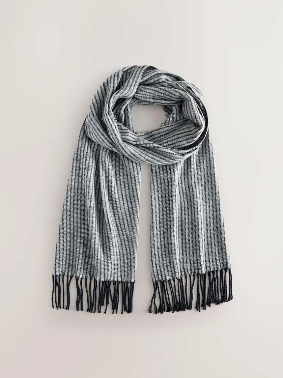 Next Navy Blue Pinstripe Woven Scarf Online