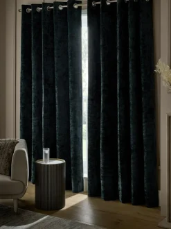 Next Plush Chenille Blackout/Thermal Eyelet Curtains Navy Blue Discount