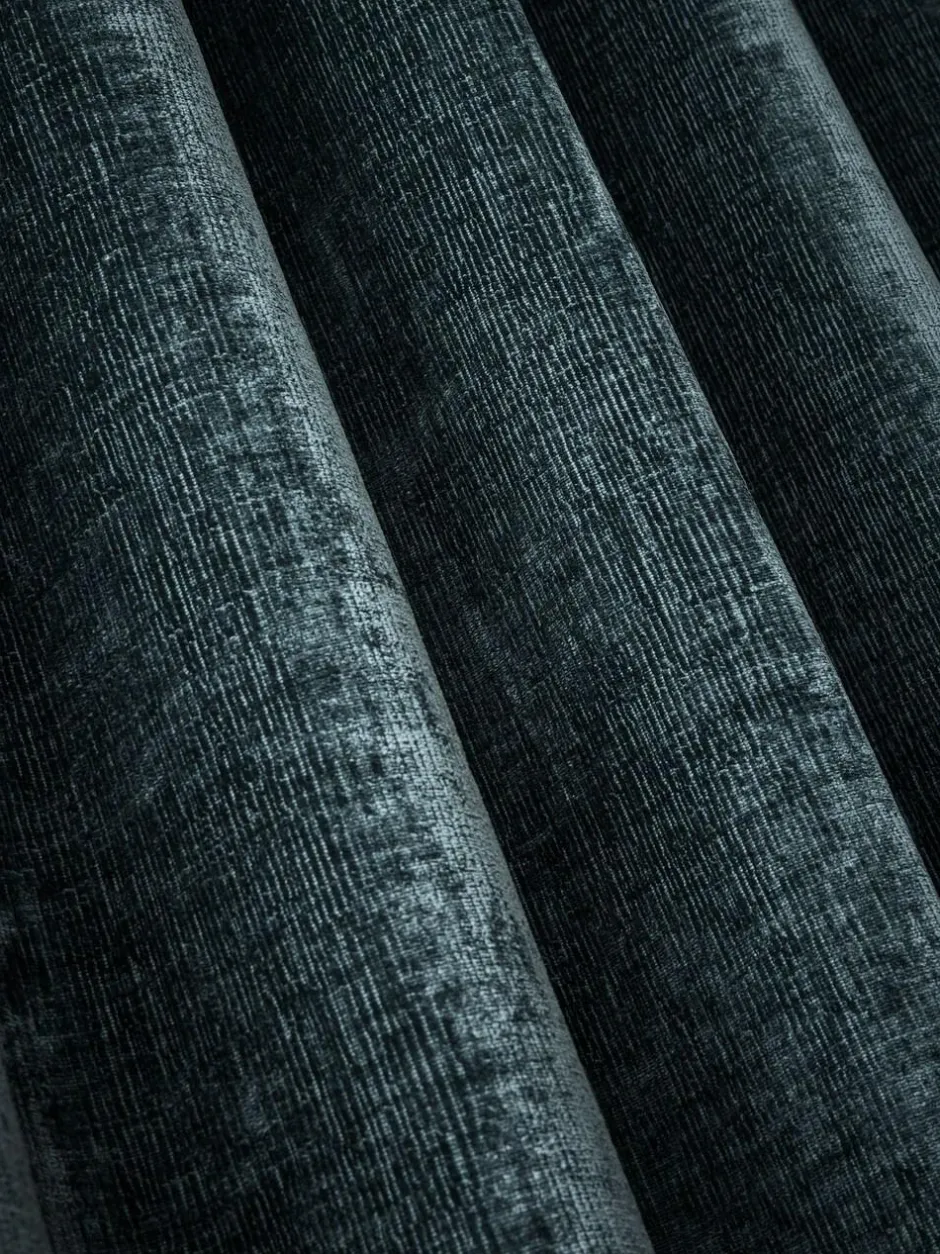Next Plush Chenille Blackout/Thermal Eyelet Curtains Navy Blue Discount