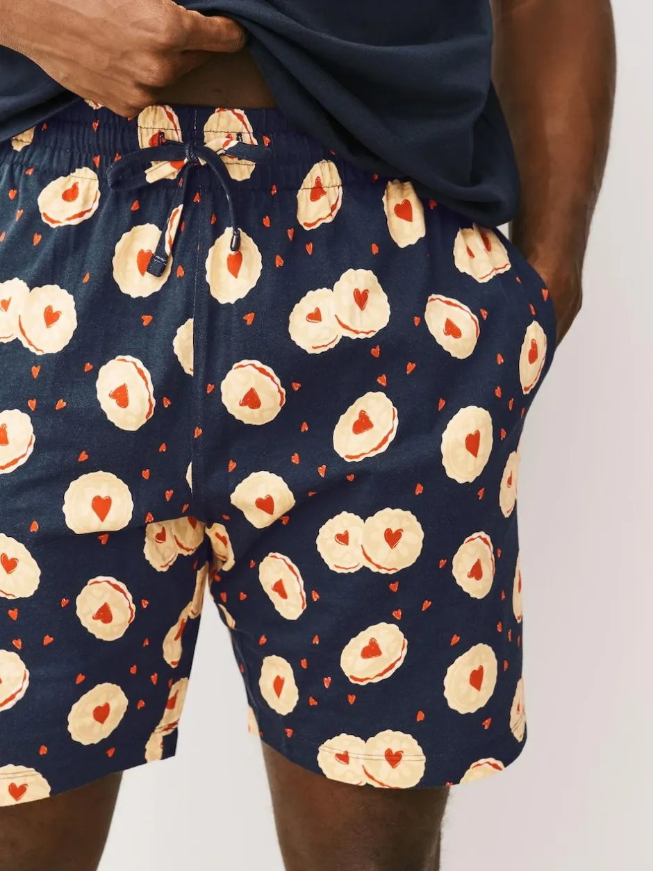 Next Navy Blue Printed Short Sleeve Jersey Pyjamas Set Best