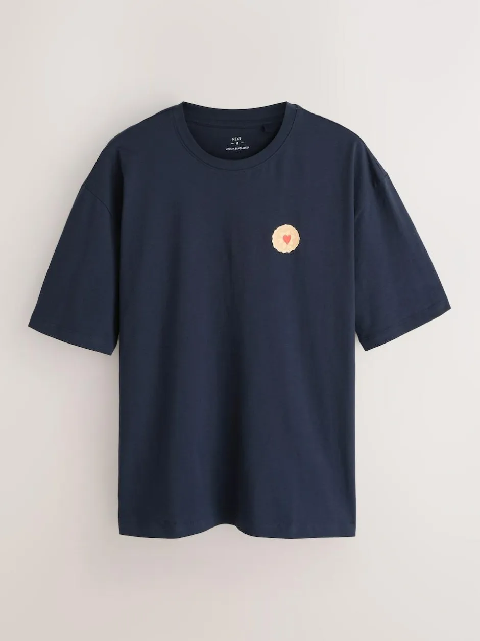 Next Navy Blue Printed Short Sleeve Jersey Pyjamas Set Best