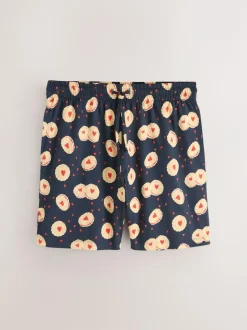 Next Navy Blue Printed Short Sleeve Jersey Pyjamas Set Best