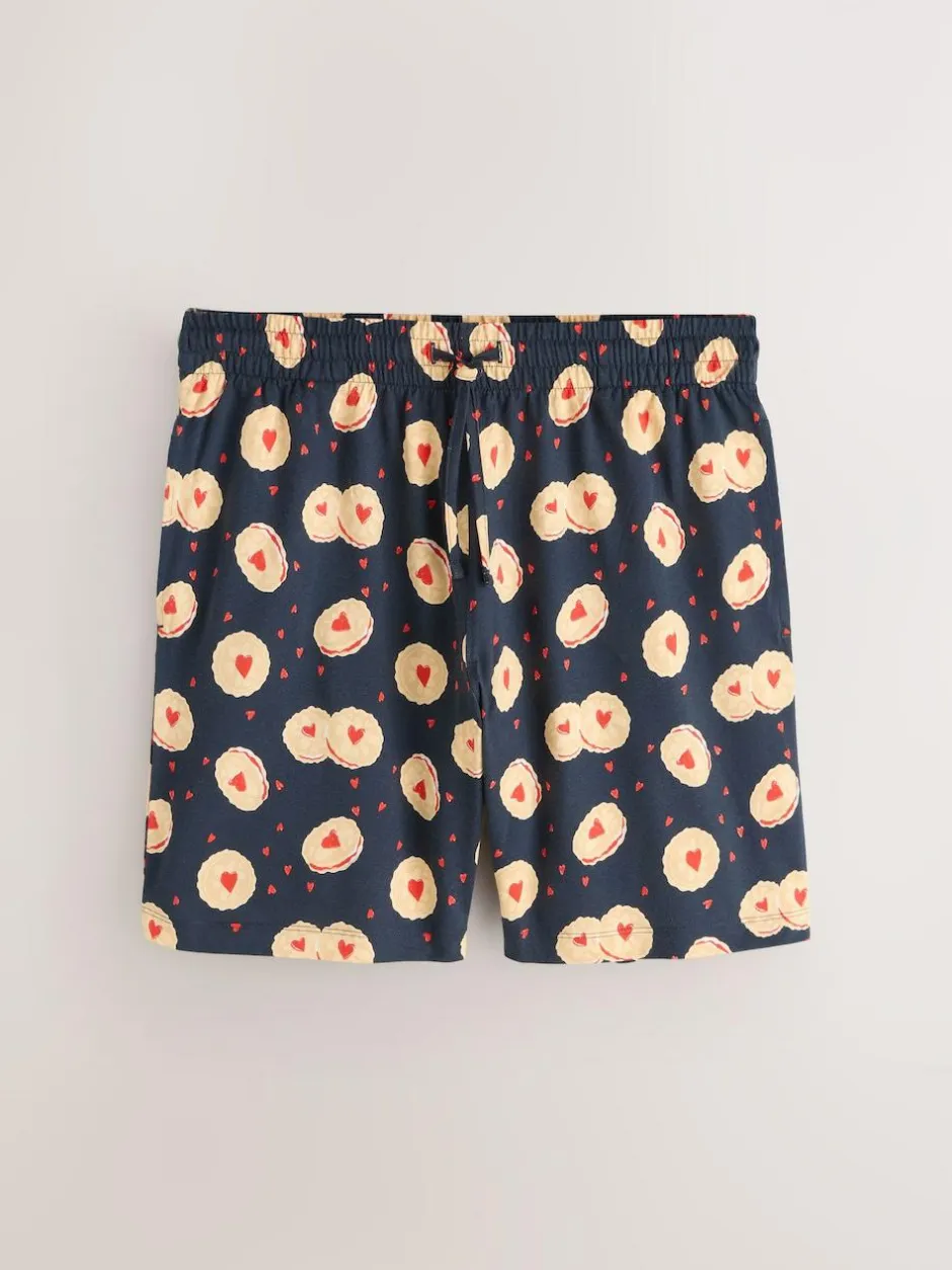 Next Navy Blue Printed Short Sleeve Jersey Pyjamas Set Best