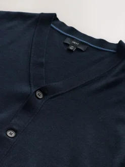 Next Regular Fit Cotton Rich Cardigan Navy Blue Hot
