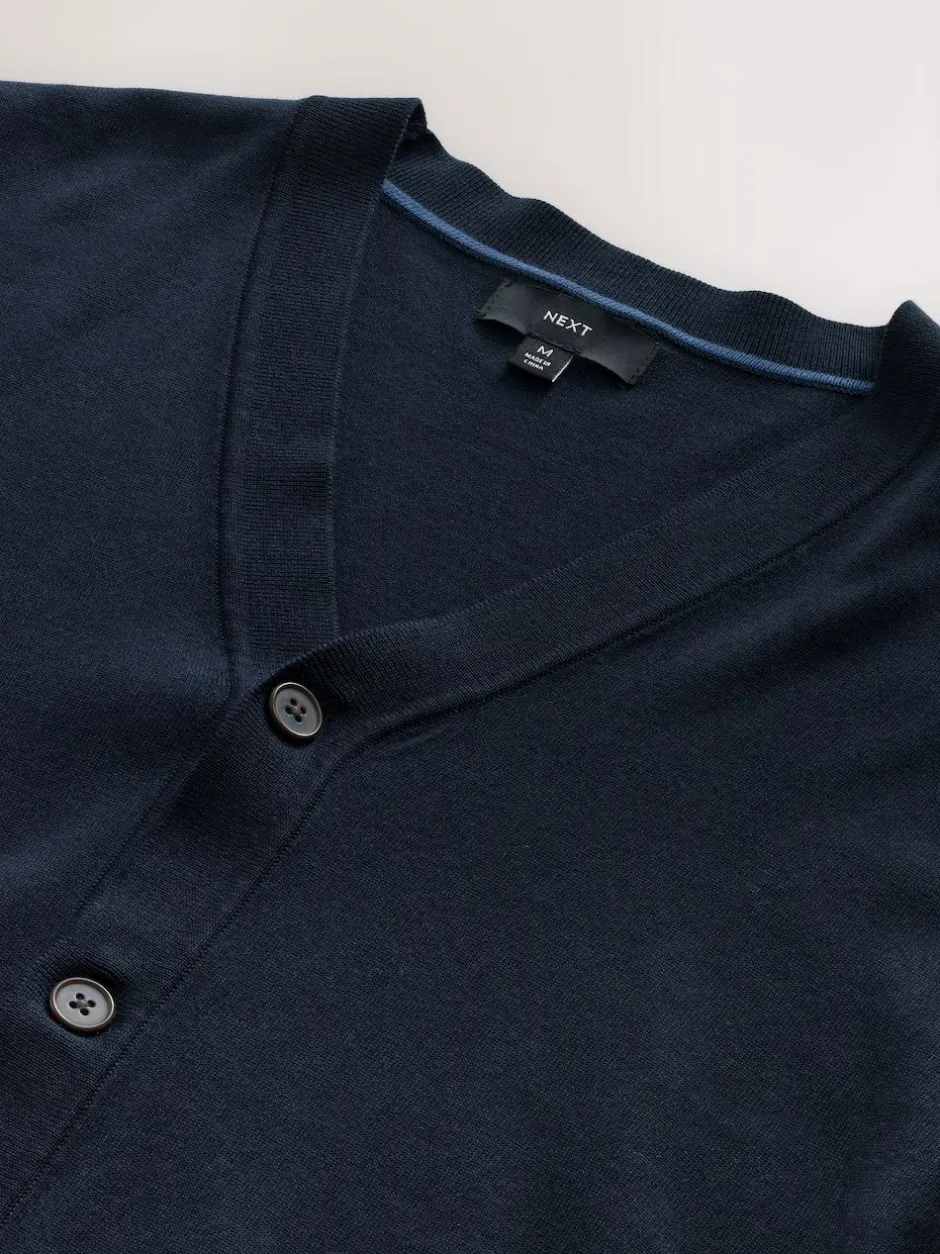 Next Regular Fit Cotton Rich Cardigan Navy Blue Hot