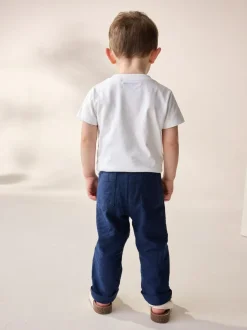 Next Regular Fit Linen Blend Pull on Trousers (3mths-7yrs) Navy Blue Outlet