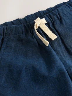 Next Regular Fit Linen Blend Pull on Trousers (3mths-7yrs) Navy Blue Outlet