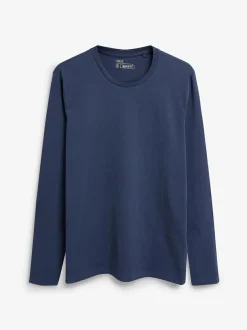 Next Navy Blue Regular Fit Long Sleeve Crew Neck T-Shirt Hot