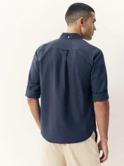 Next Navy Blue Regular Fit Long Sleeve Oxford Shirt Hot