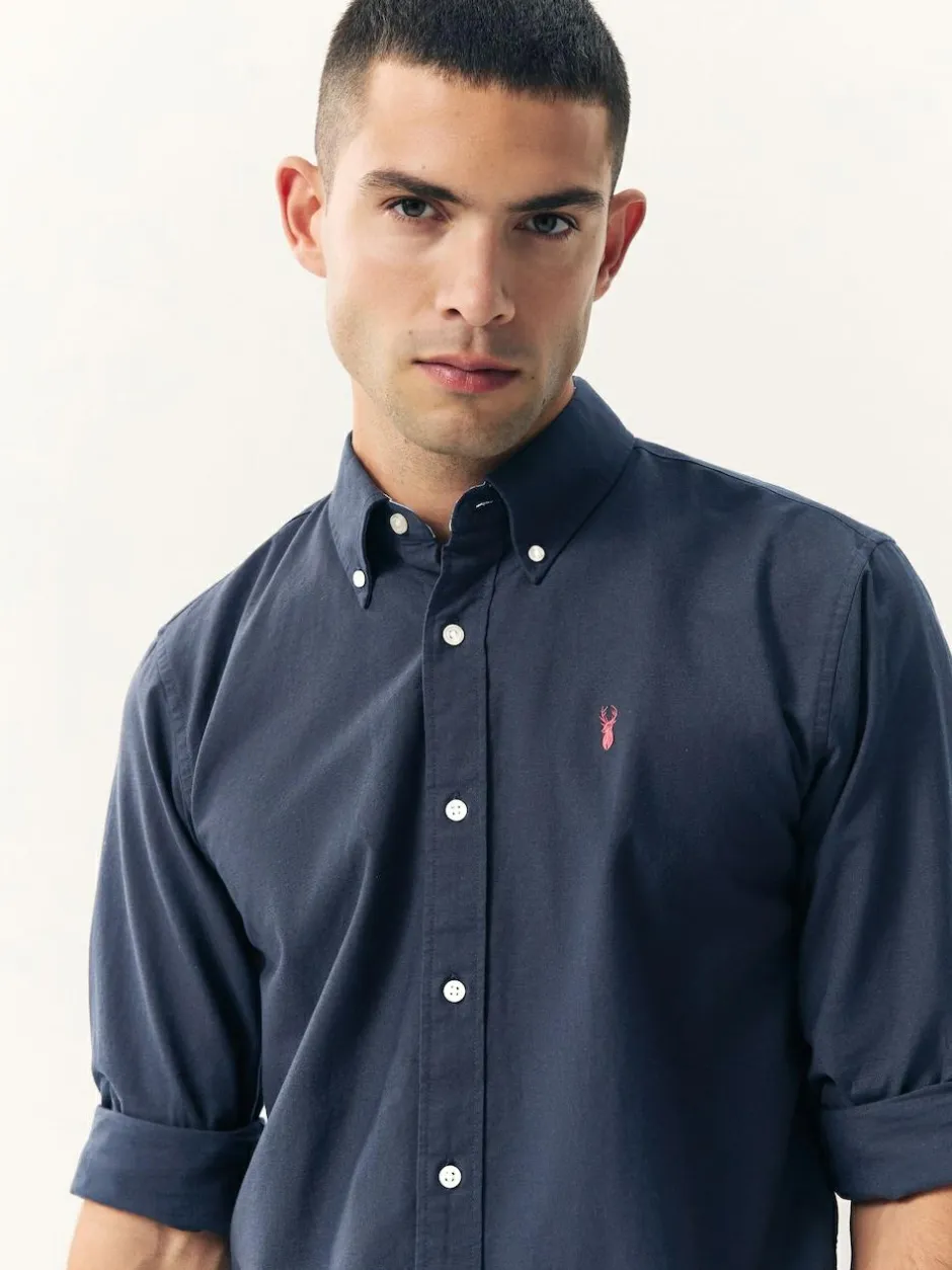 Next Navy Blue Regular Fit Long Sleeve Oxford Shirt Hot