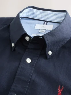 Next Navy Blue Regular Fit Long Sleeve Oxford Shirt Hot