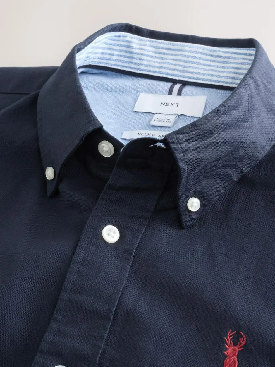 Next Navy Blue Regular Fit Long Sleeve Oxford Shirt Hot