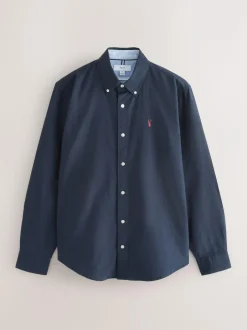Next Navy Blue Regular Fit Long Sleeve Oxford Shirt Hot