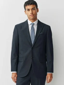 Next Regular Fit Motionflex Puppytooth Texture Suit Jacket Navy Blue Sale