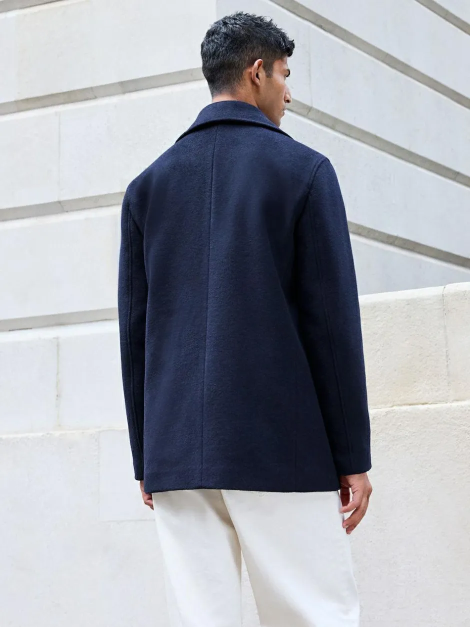 Next Regular Fit N.Premium Soft Touch Peacoat with Wool Navy Blue