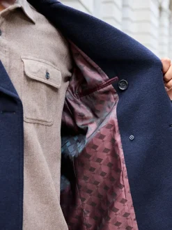 Next Regular Fit N.Premium Soft Touch Peacoat with Wool Navy Blue