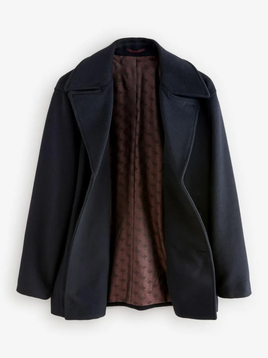 Next Regular Fit N.Premium Soft Touch Peacoat with Wool Navy Blue