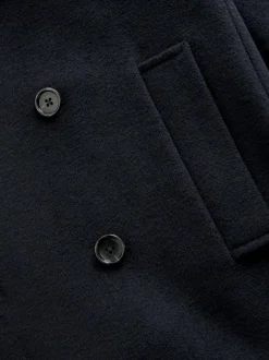 Next Regular Fit N.Premium Soft Touch Peacoat with Wool Navy Blue