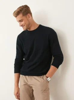 Next Regular Fit Pure Cotton Crew Jumper Navy Blue Sale