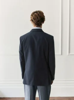 Next Navy Blue Regular Fit Signature Leomaster Wool Rich Double Breasted Blazer Clearance
