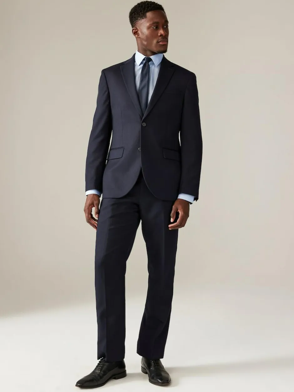 Next Navy Blue Regular Fit Textured Suit Jacket Hot