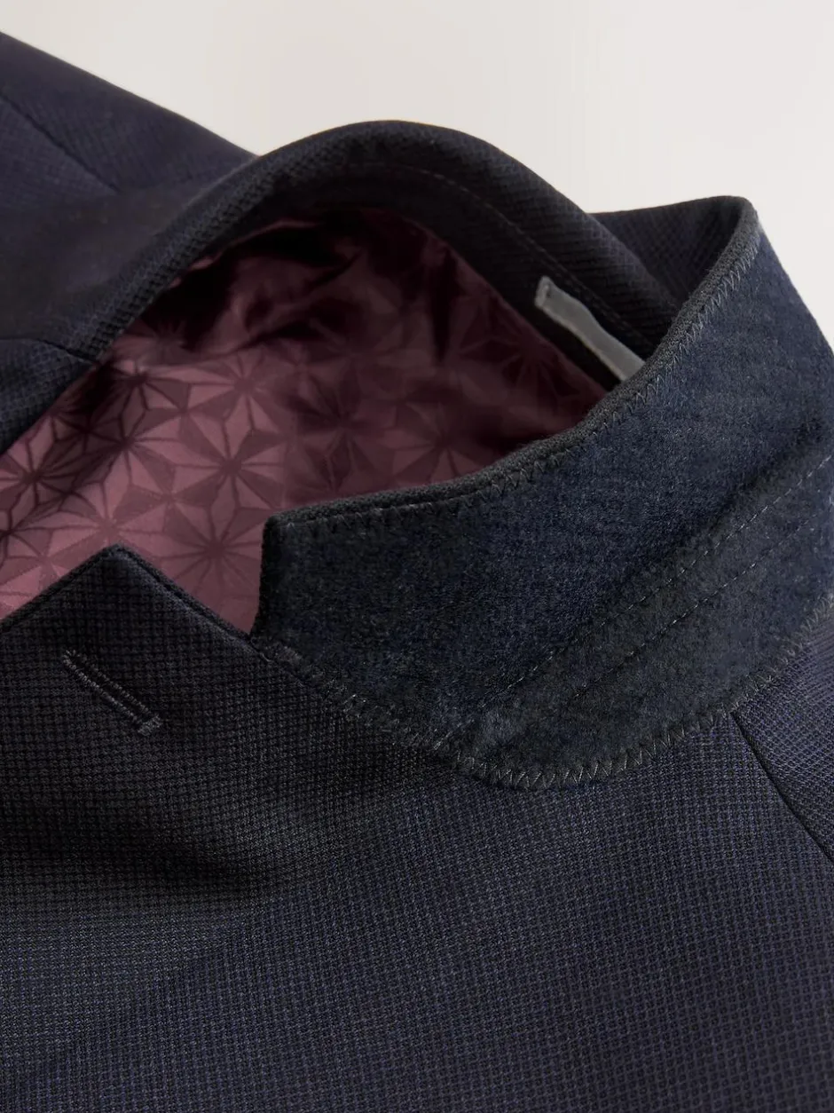 Next Navy Blue Regular Fit Textured Suit Jacket Hot