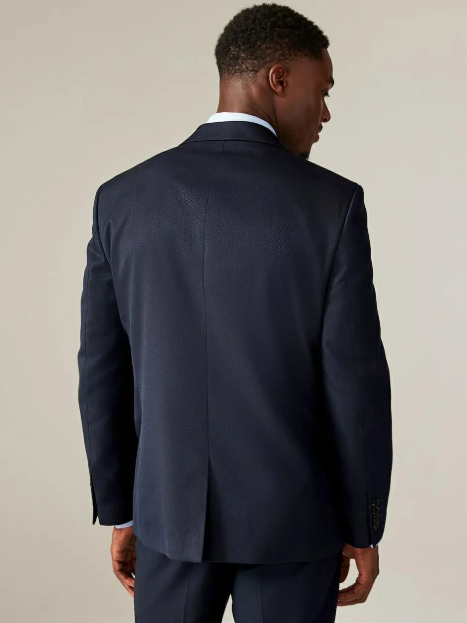Next Navy Blue Regular Fit Textured Suit Jacket Hot