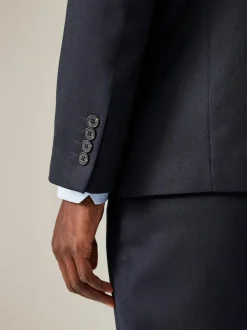 Next Navy Blue Regular Fit Textured Suit Jacket Hot