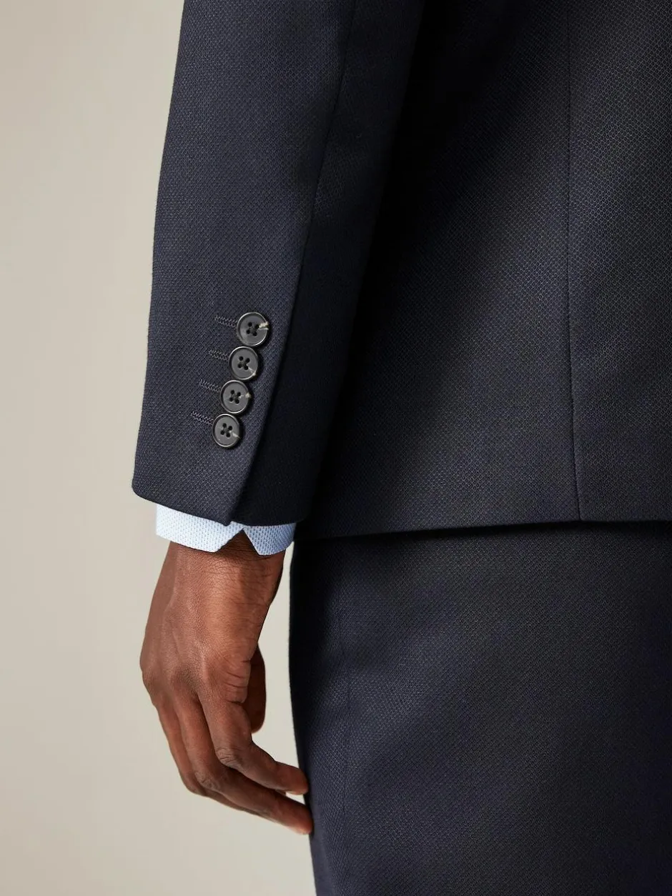 Next Navy Blue Regular Fit Textured Suit Jacket Hot