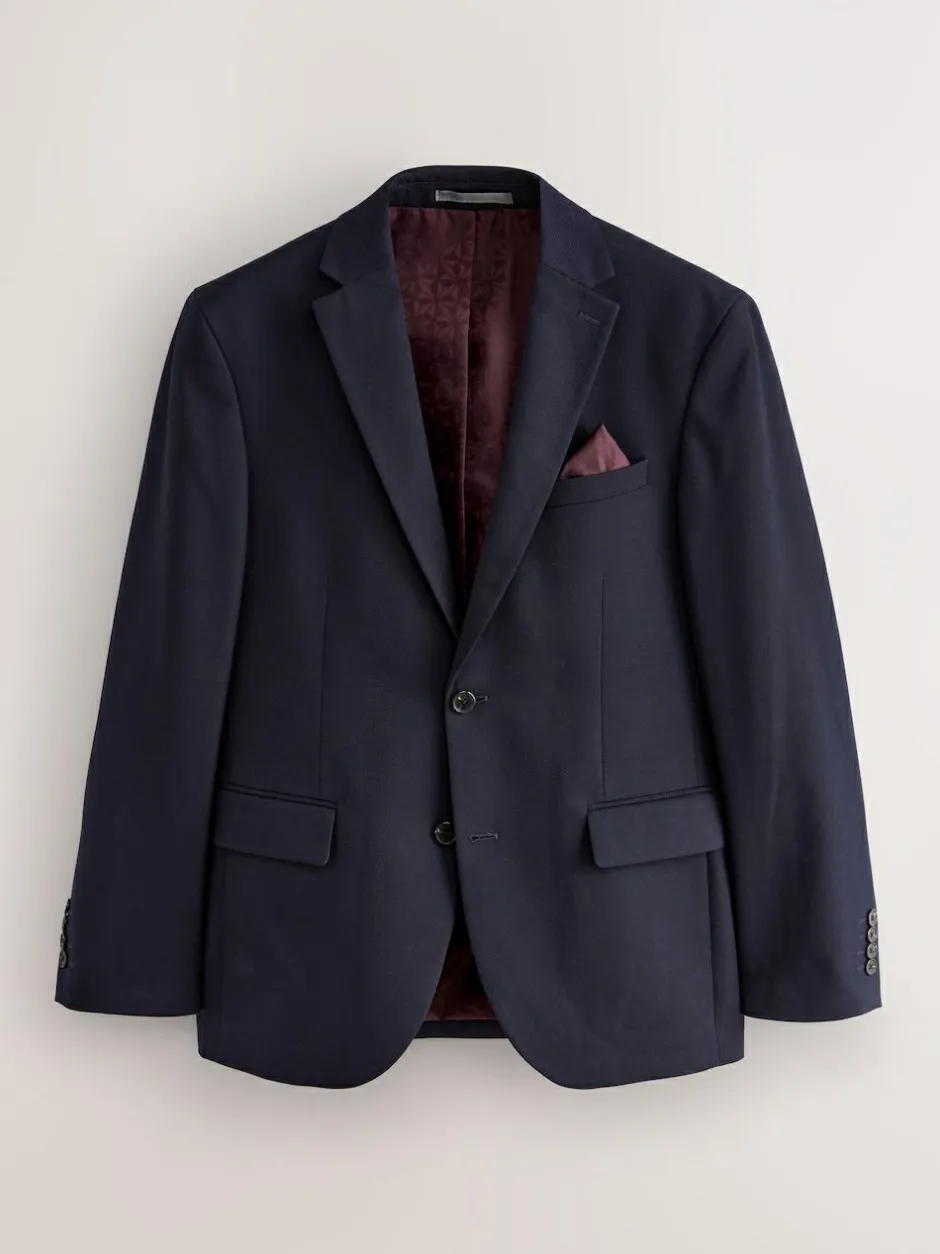 Next Navy Blue Regular Fit Textured Suit Jacket Hot