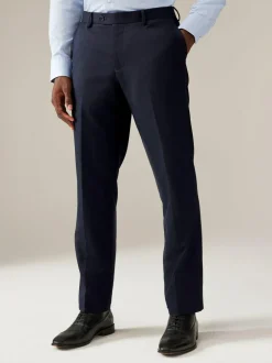 Next Navy Blue Regular Fit Textured Suit Trousers Sale