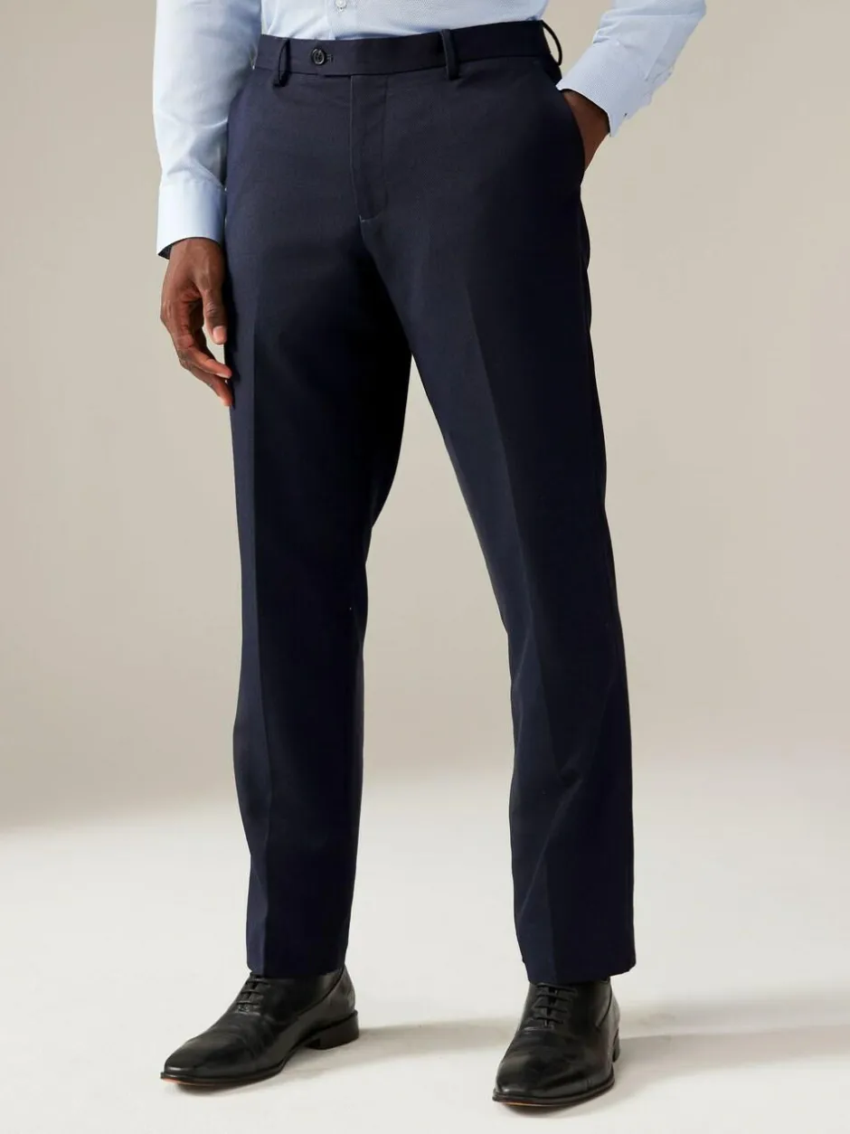 Next Navy Blue Regular Fit Textured Suit Trousers Sale