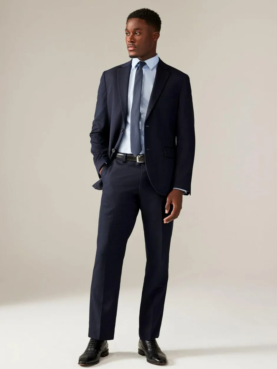 Next Navy Blue Regular Fit Textured Suit Trousers Sale